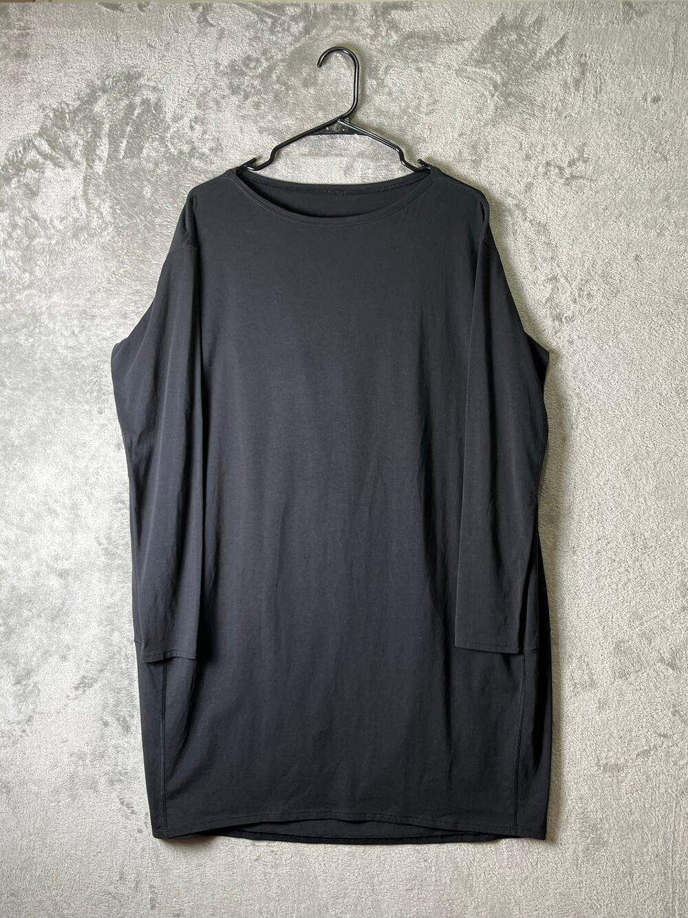Lululemon Back In Action Long‎ Sleeve Dress Black Relaxed Pima Cotton Size 8